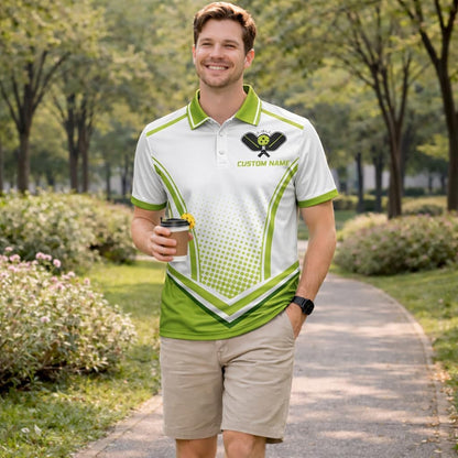 Custom Name Pickleball Polo Shirt Unisex Performance Team Jersey Green White