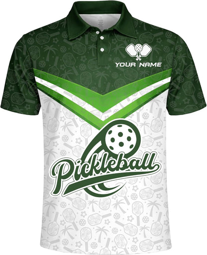 Custom Pickleball Polo Shirt Green White Personalized Team Name Pickleball Performance Polo Shirt