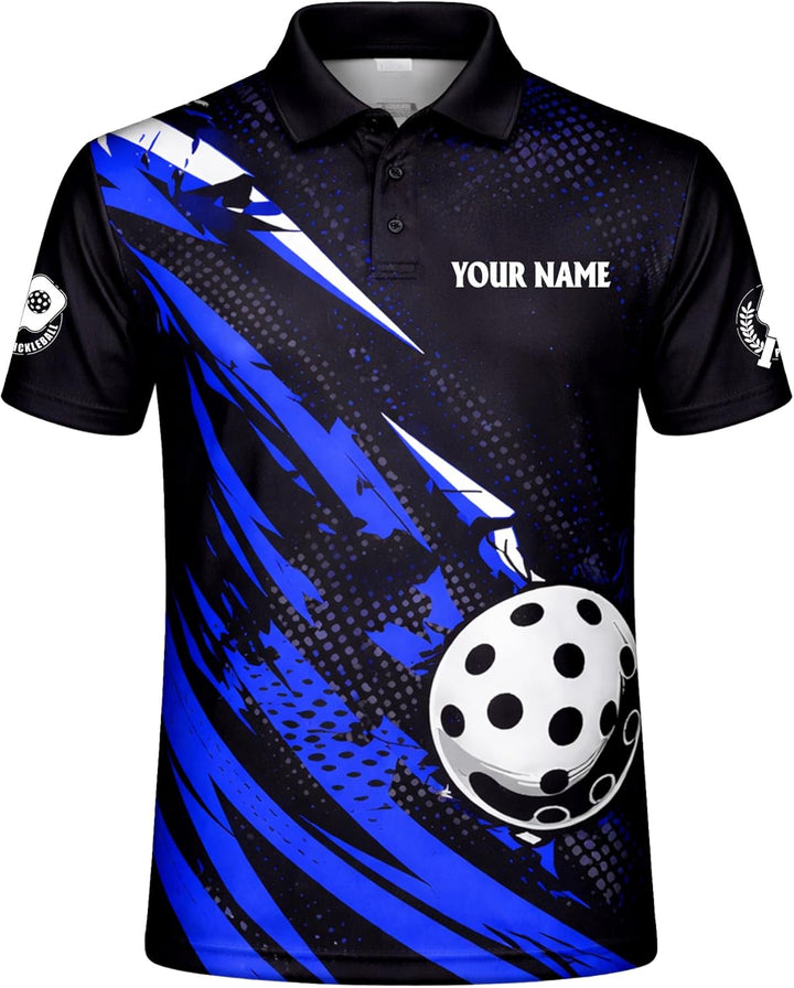 Custom Pickleball Polo Shirt Personalized Name Pickleball Team Jersey Performance Sport Polo Shirt Black