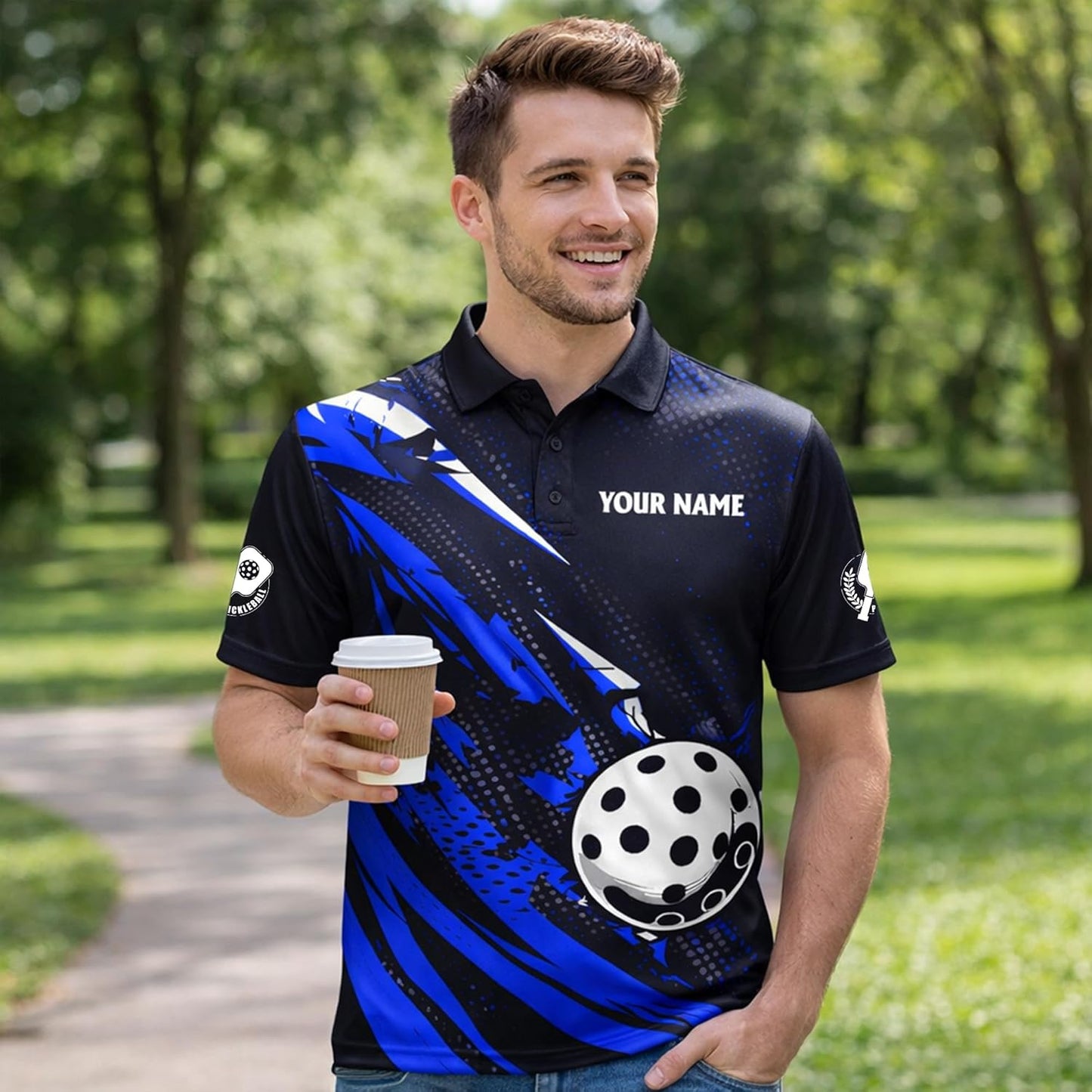 Custom Pickleball Polo Shirt Personalized Name Pickleball Team Jersey Performance Sport Polo Shirt Black