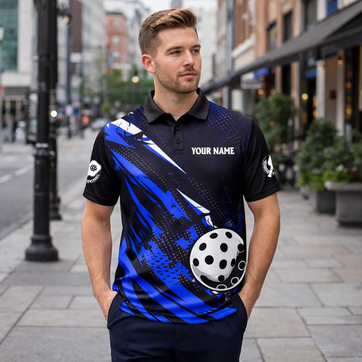 Custom Pickleball Polo Shirt Personalized Name Pickleball Team Jersey Performance Sport Polo Shirt Black