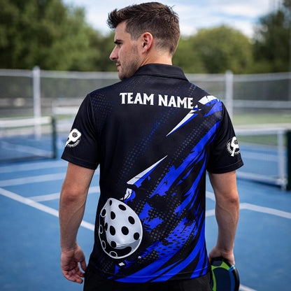 Custom Pickleball Polo Shirt Personalized Name Pickleball Team Jersey Performance Sport Polo Shirt Black