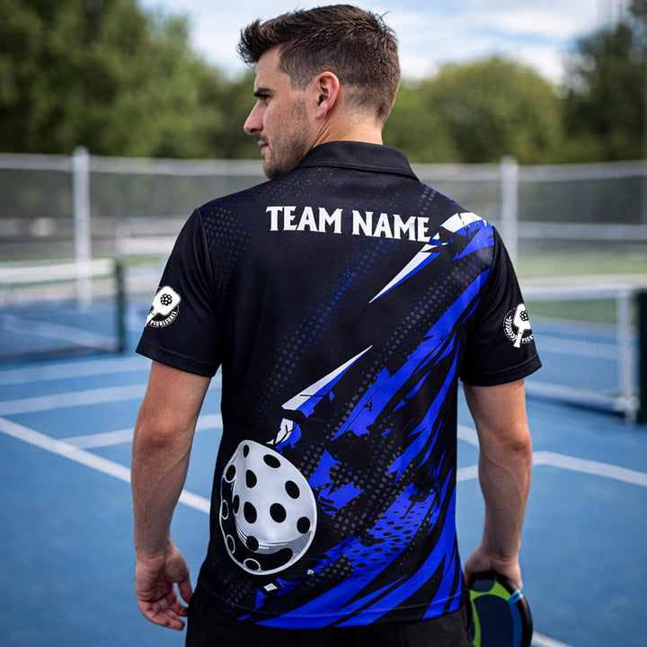 Custom Pickleball Polo Shirt Personalized Name Pickleball Team Jersey Performance Sport Polo Shirt Black