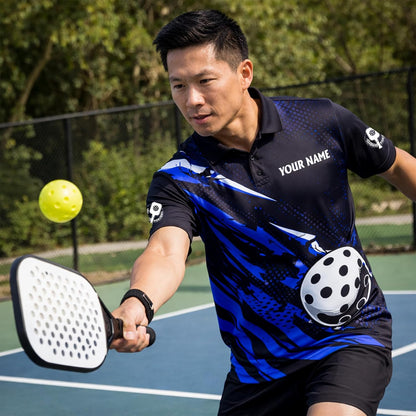 Custom Pickleball Polo Shirt Personalized Name Pickleball Team Jersey Performance Sport Polo Shirt Black