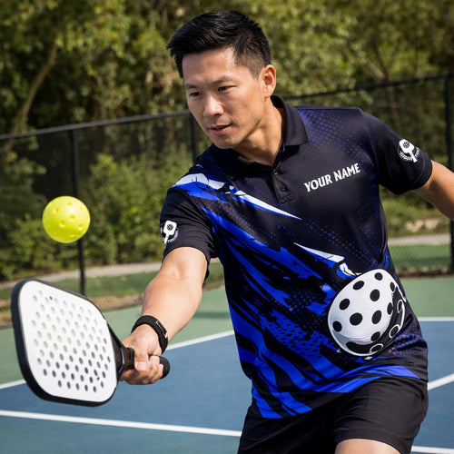 Custom Pickleball Polo Shirt Personalized Name Pickleball Team Jersey Performance Sport Polo Shirt Black