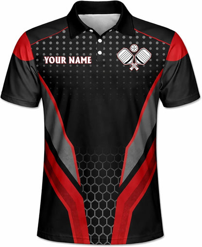 Custom Pickleball Polo Shirt Personalized Name Team Pickleball Jersey Performance Sport Polo Shirt Black