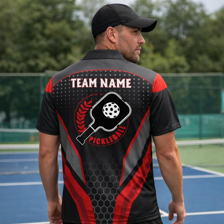 Custom Pickleball Polo Shirt Personalized Name Team Pickleball Jersey Performance Sport Polo Shirt Black