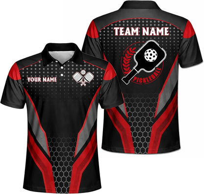 Custom Pickleball Polo Shirt Personalized Name Team Pickleball Jersey Performance Sport Polo Shirt Black
