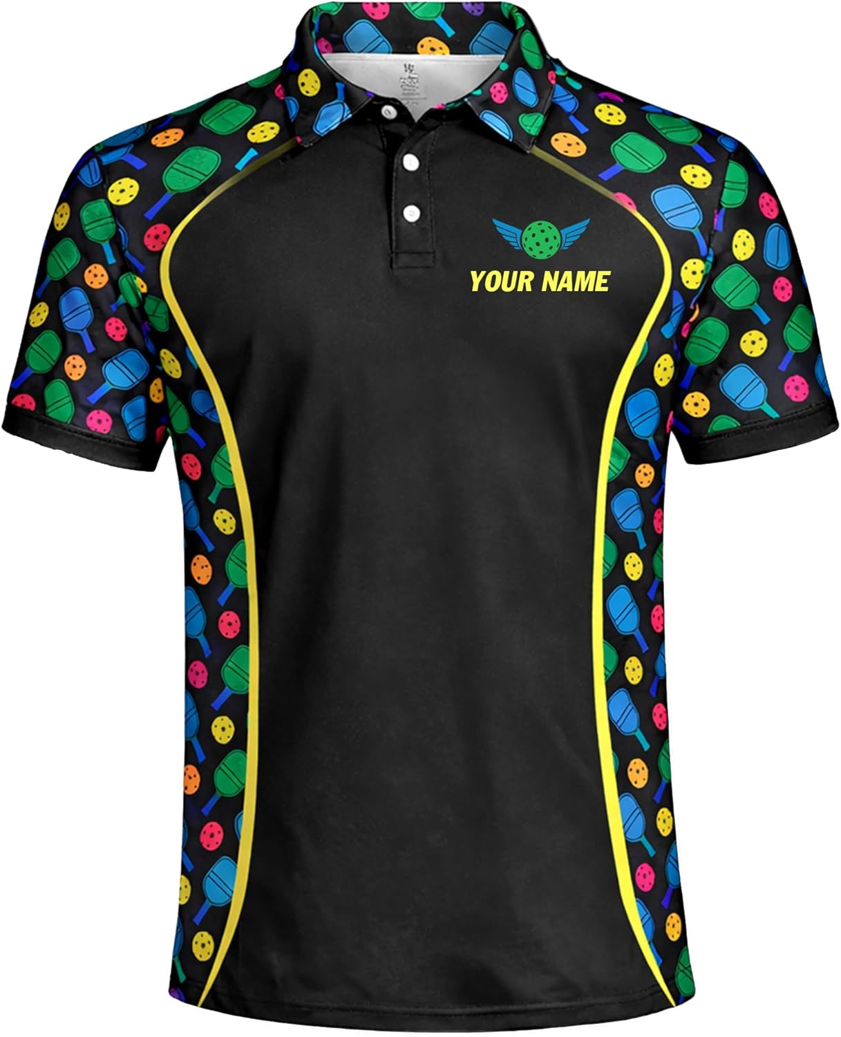 Custom Pickleball Polo Shirt Personalized Name Team Pickleball Performance Polo Shirt All Over Print Black