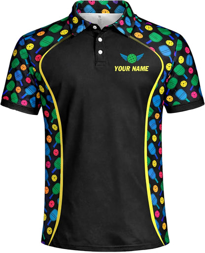 Custom Pickleball Polo Shirt Personalized Name Team Pickleball Performance Polo Shirt All Over Print Black