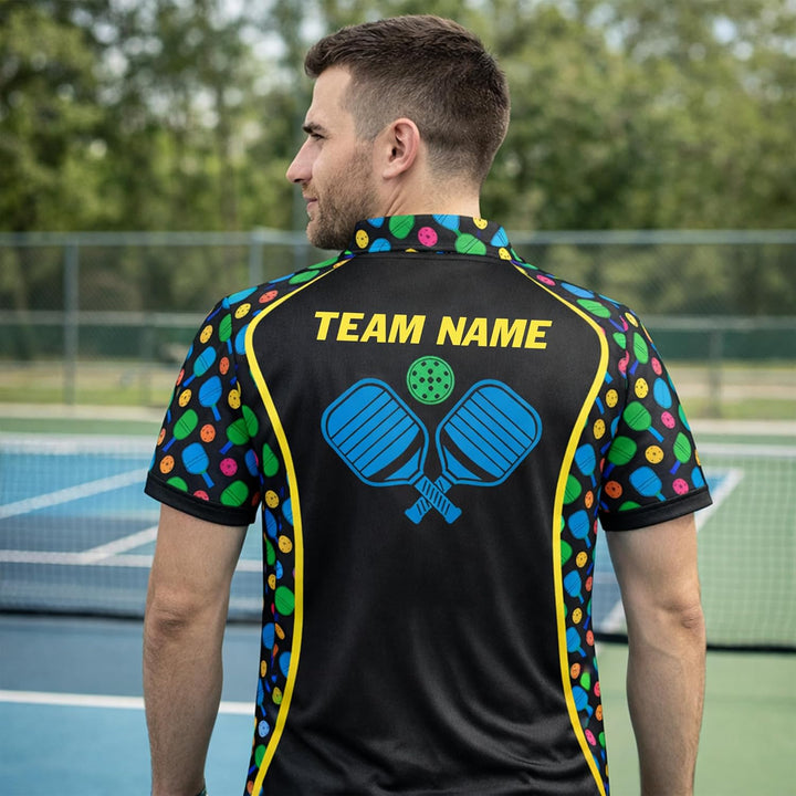 Custom Pickleball Polo Shirt Personalized Name Team Pickleball Performance Polo Shirt All Over Print Black