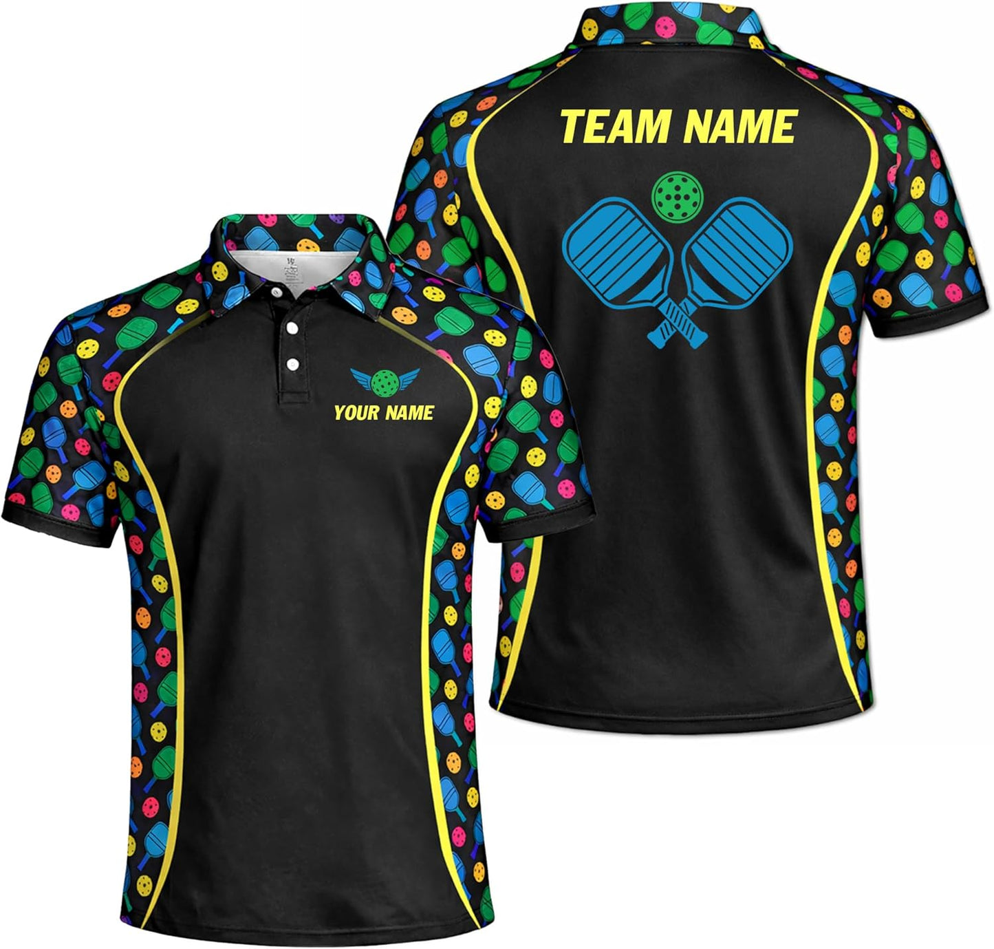 Custom Pickleball Polo Shirt Personalized Name Team Pickleball Performance Polo Shirt All Over Print Black