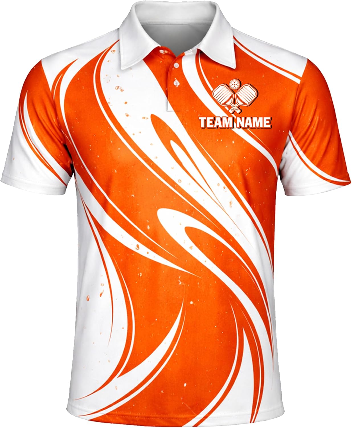 Custom Pickleball Polo Shirt Personalized Team Name Orange White Performance Shirt