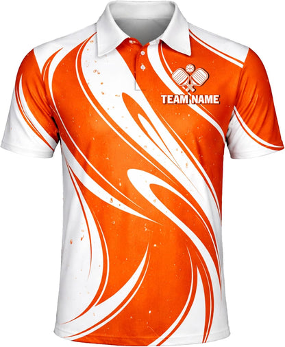 Custom Pickleball Polo Shirt Personalized Team Name Orange White Performance Shirt