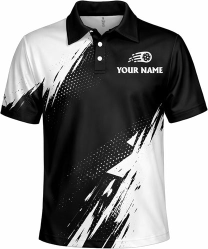 Custom Pickleball Polo Shirt Personalized Team Name Pickleball Shirt Black White Performance Polo