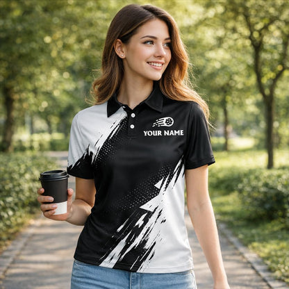 Custom Pickleball Polo Shirt Personalized Team Name Pickleball Shirt Black White Performance Polo