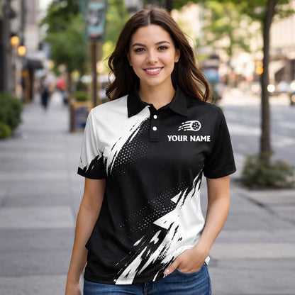 Custom Pickleball Polo Shirt Personalized Team Name Pickleball Shirt Black White Performance Polo