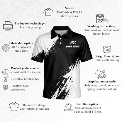 Custom Pickleball Polo Shirt Personalized Team Name Pickleball Shirt Black White Performance Polo