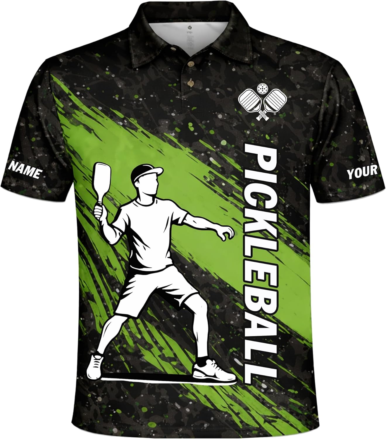 Custom Pickleball Polo Shirt Personalized Team Name Pickleball Shirt Men Women Performance Pickleball Apparel Black