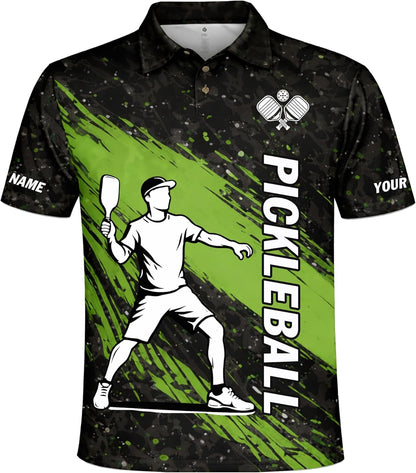 Custom Pickleball Polo Shirt Personalized Team Name Pickleball Shirt Men Women Performance Pickleball Apparel Black