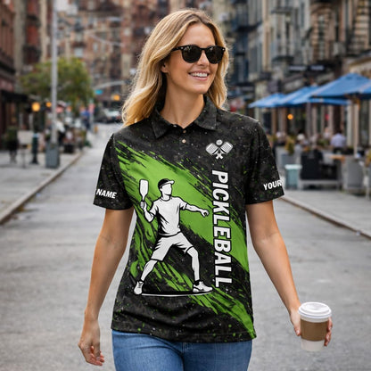 Custom Pickleball Polo Shirt Personalized Team Name Pickleball Shirt Men Women Performance Pickleball Apparel Black