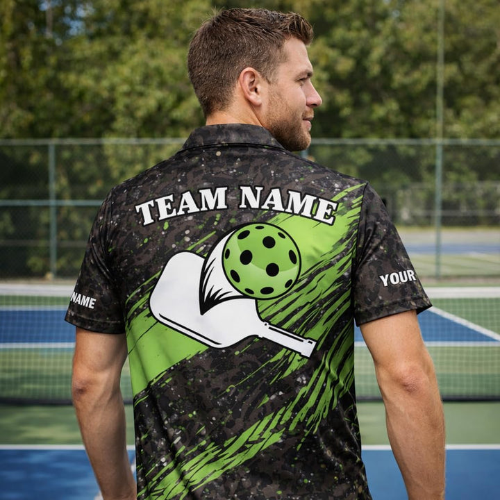 Custom Pickleball Polo Shirt Personalized Team Name Pickleball Shirt Men Women Performance Pickleball Apparel Black