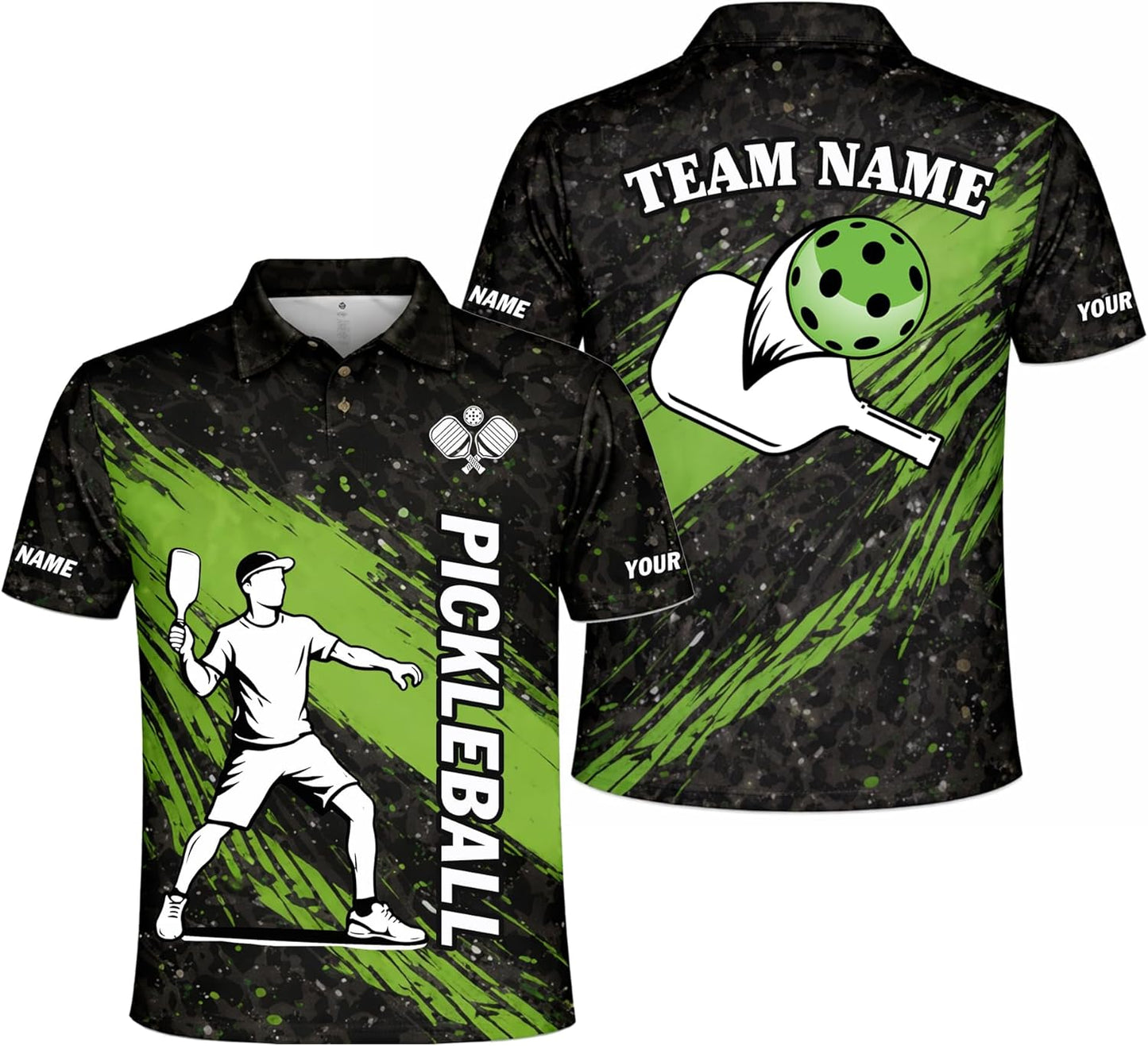 Custom Pickleball Polo Shirt Personalized Team Name Pickleball Shirt Men Women Performance Pickleball Apparel Black