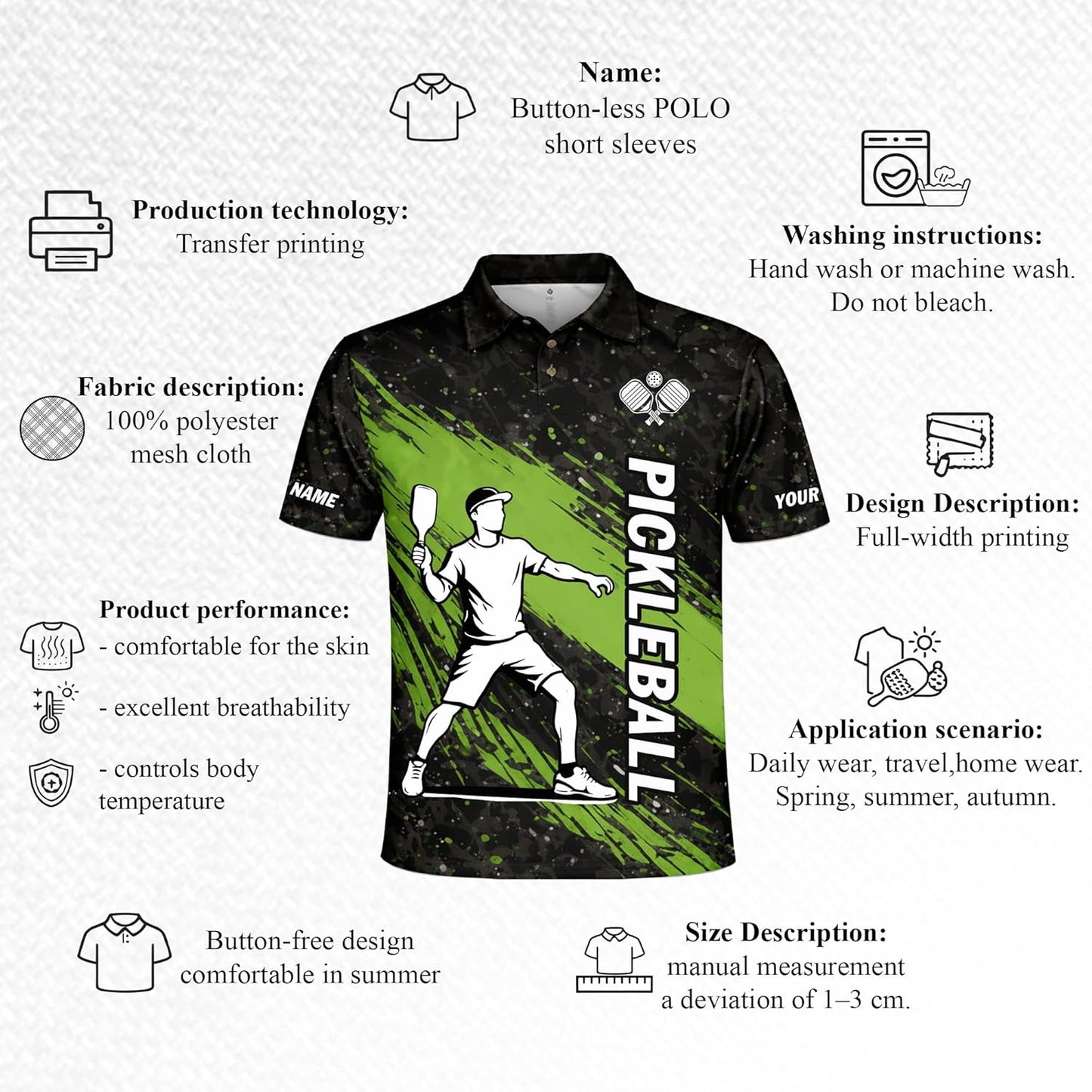 Custom Pickleball Polo Shirt Personalized Team Name Pickleball Shirt Men Women Performance Pickleball Apparel Black