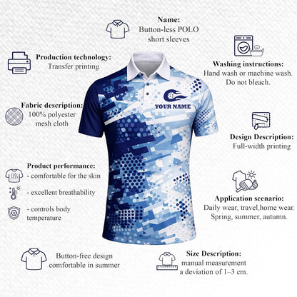Custom Pickleball Polo Shirt Personalized Team Pickleball Shirt Blue Performance Pickleball Polo
