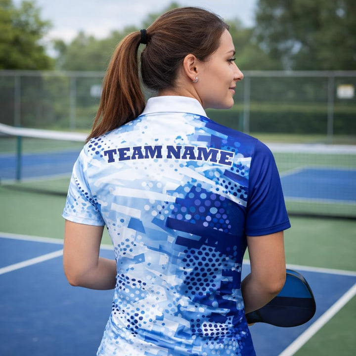 Custom Pickleball Polo Shirt Personalized Team Pickleball Shirt Blue Performance Pickleball Polo