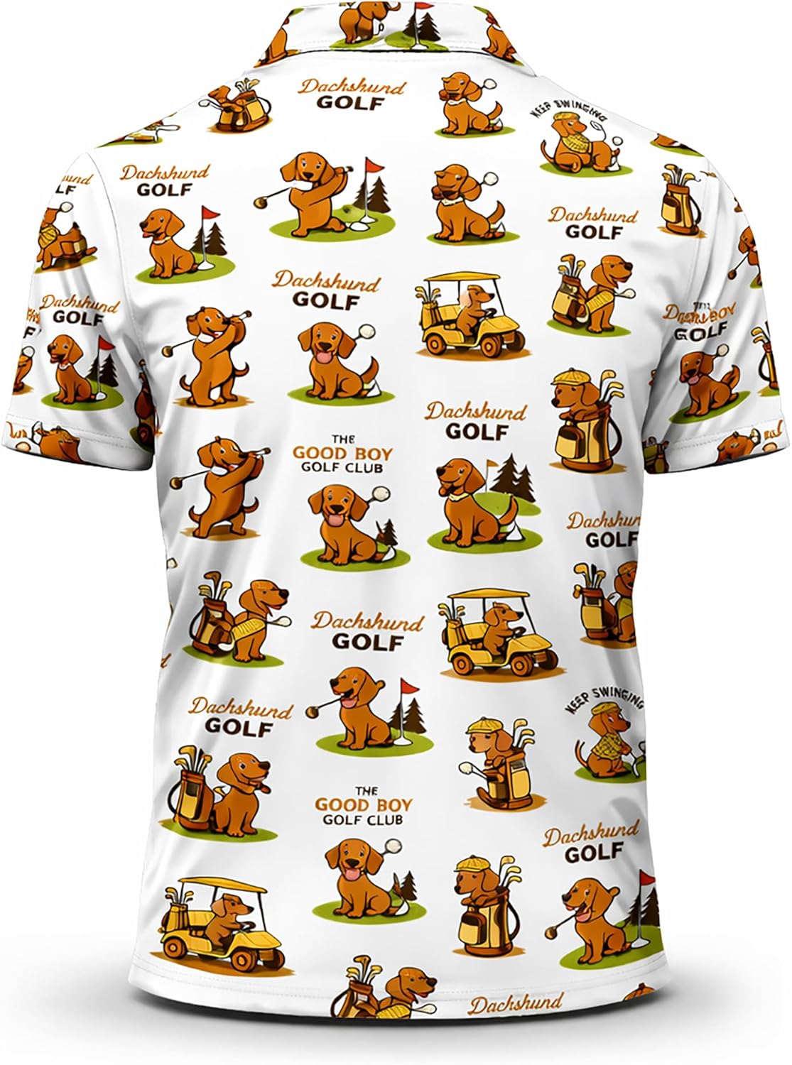 Dachshund Golf Polo Shirt Funny Sausage Dog Golfer All Over Print Performance Golf Shirt Black