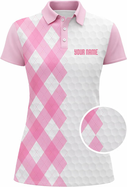 Funny Flamingo Golf Polo Shirt Women Custom Name Golf Friends Flamingo Graphic Performance Golf Shirt