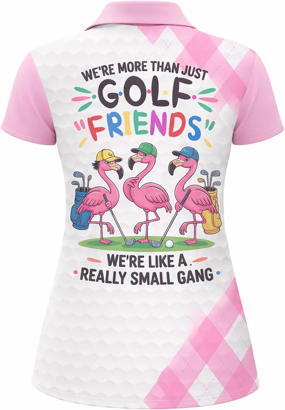 Funny Flamingo Golf Polo Shirt Women Custom Name Golf Friends Flamingo Graphic Performance Golf Shirt
