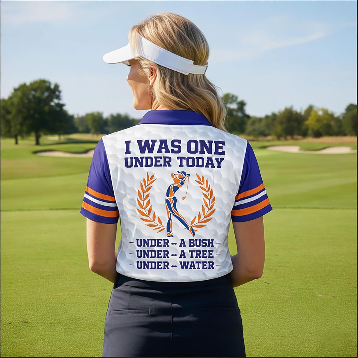 Funny Golf Polo Shirt Custom Name Golfer Graphic Performance Golf Shirt for Men Women I was One Under Today Black