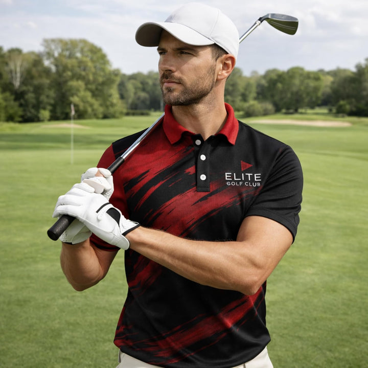 Funny Golf Polo Shirt It Takes A Lot of Balls to Golf Performance Red Black Shirt