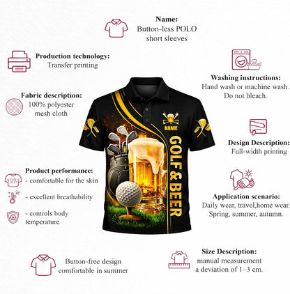 Funny Golf & Beer Polo Shirt My Drinking Team Has A Golfing Problem Custom Name Golf Polo Shirt Men Performance Golf Shirt Black