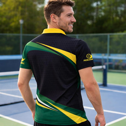 Funny Pickleball King Polo Shirt Custom Name Performance Mesh Sports Polo for Men Women Black