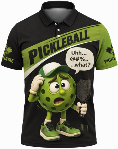 Funny Pickleball Polo Shirt Playing Pickleball Improves Memory Cartoon Ball Player Performance Shirt Black