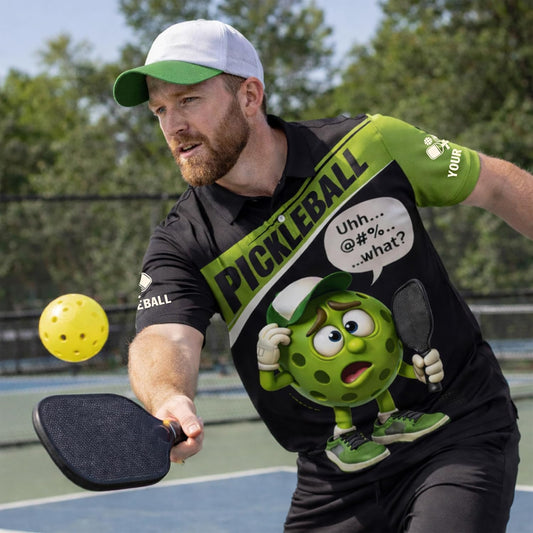 Funny Pickleball Polo Shirt Playing Pickleball Improves Memory Cartoon Ball Player Performance Shirt Black