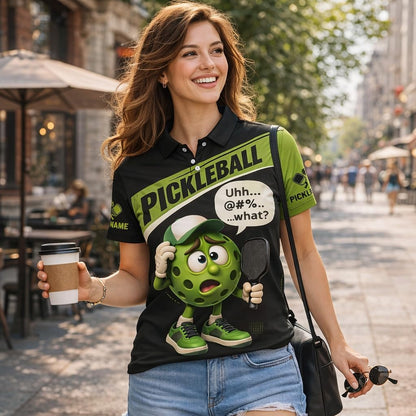 Funny Pickleball Polo Shirt Playing Pickleball Improves Memory Cartoon Ball Player Performance Shirt Black
