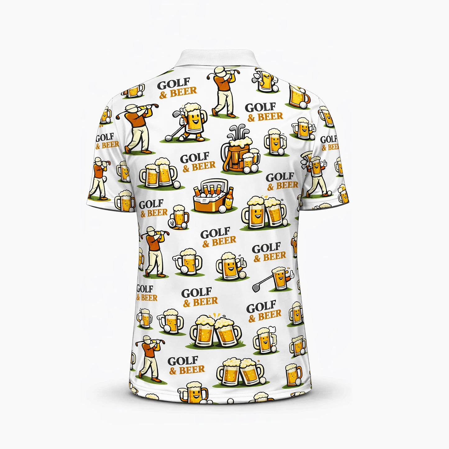 Pickit Golf & Beer Polo Shirt – Funny Golfer Beer Mug All Over Print Casual Golf Shirt for Men & Women