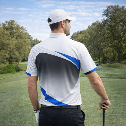 Custom Name Golf Polo Shirt Landscape Golf Ball Course Performance Polo for Men Black