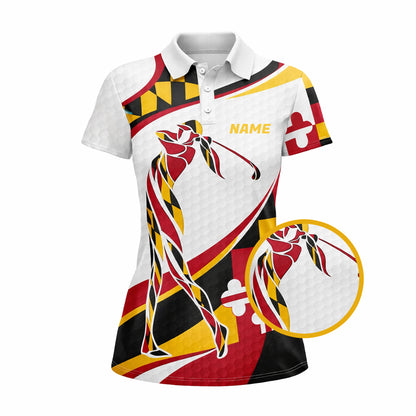 Pickit Maryland Flag Golf Polo Shirt – Personalized Name Team Custom Golfer Polo All Over Print for Men & Women