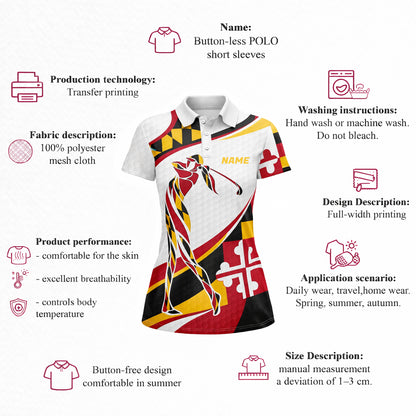 Pickit Maryland Flag Golf Polo Shirt – Personalized Name Team Custom Golfer Polo All Over Print for Men & Women