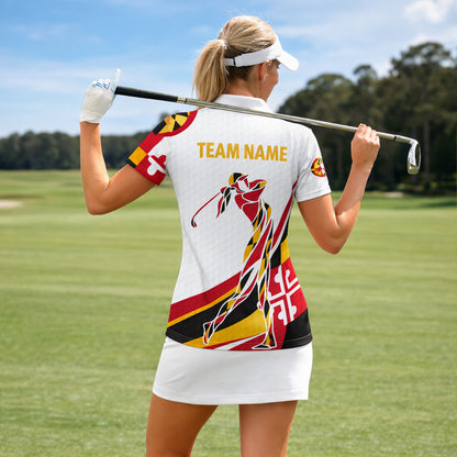 Pickit Maryland Flag Golf Polo Shirt – Personalized Name Team Custom Golfer Polo All Over Print for Men & Women