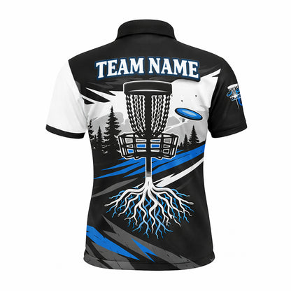 Custom Disc Golf Polo Shirt Team Name Personalized Disc Golf Jersey Black Blue Performance Shirt