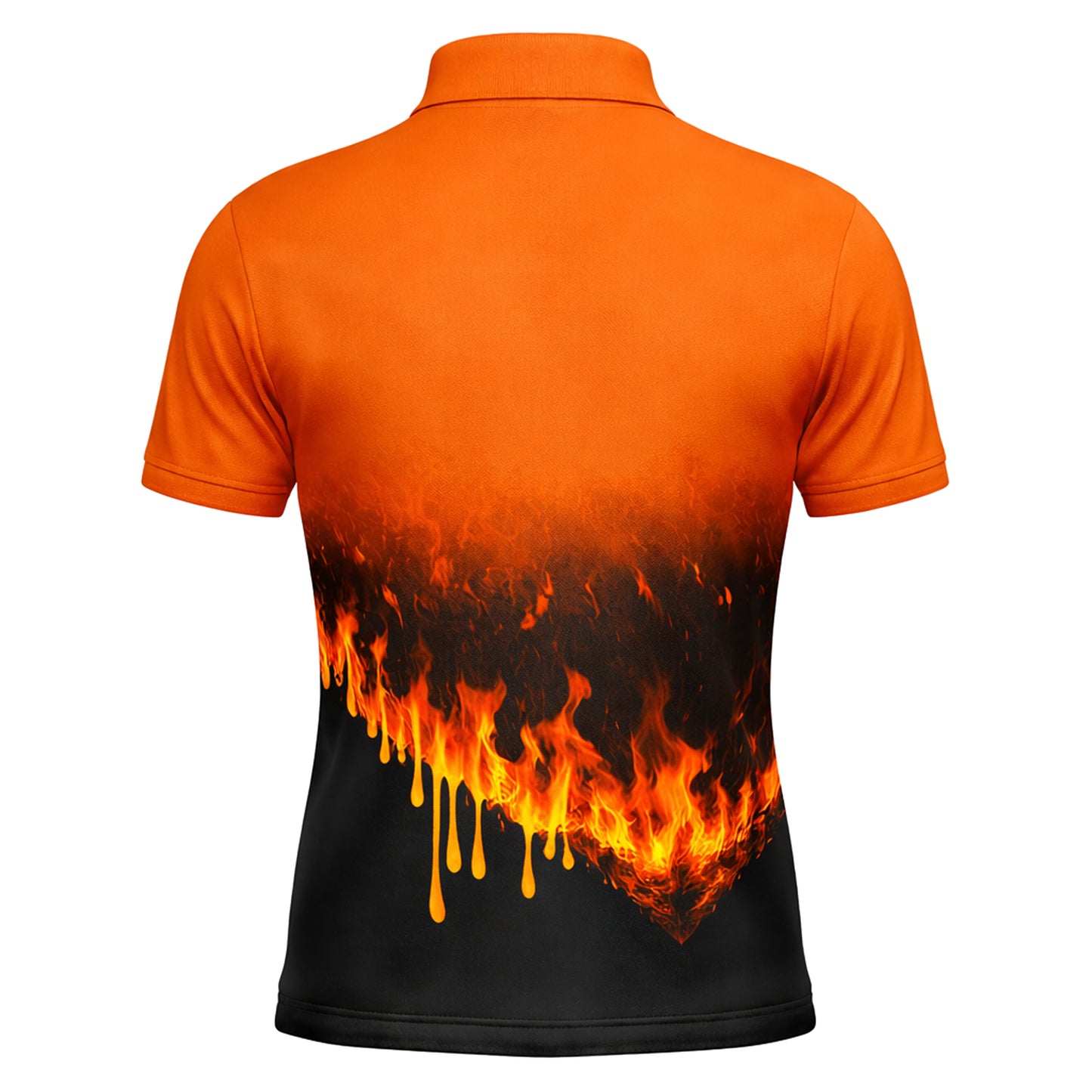 Pickit Flame Golf Polo Shirt – Personalized Name Fire Golf Clubs Sunset All Over Print Polo for Men & Women