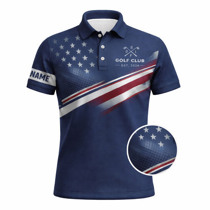 Custom Golf Polo Shirt USA Flag Personalized Name Funny Golf Shirt Your Hole is My Goal Performance Polo