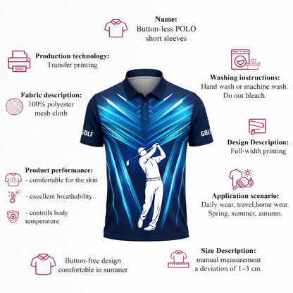 Custom Golf Polo Shirt Blue Performance Golf Shirt Personalized Name Athletic Polo