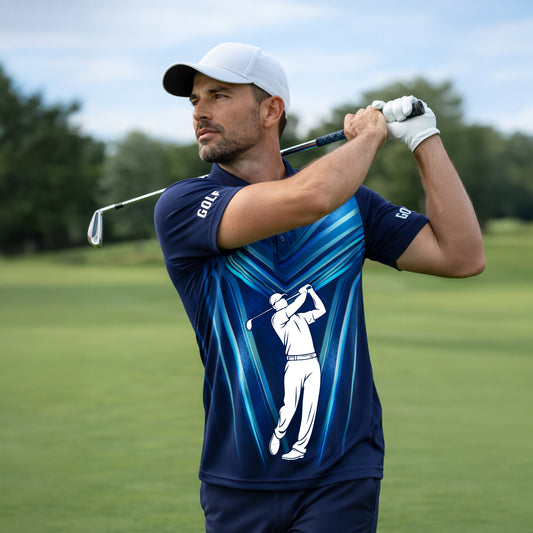 Custom Golf Polo Shirt Blue Performance Golf Shirt Personalized Name Athletic Polo